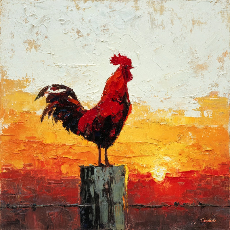 «Morning Rooster», art mural sur toile tendue, H 30 po x l 30 po