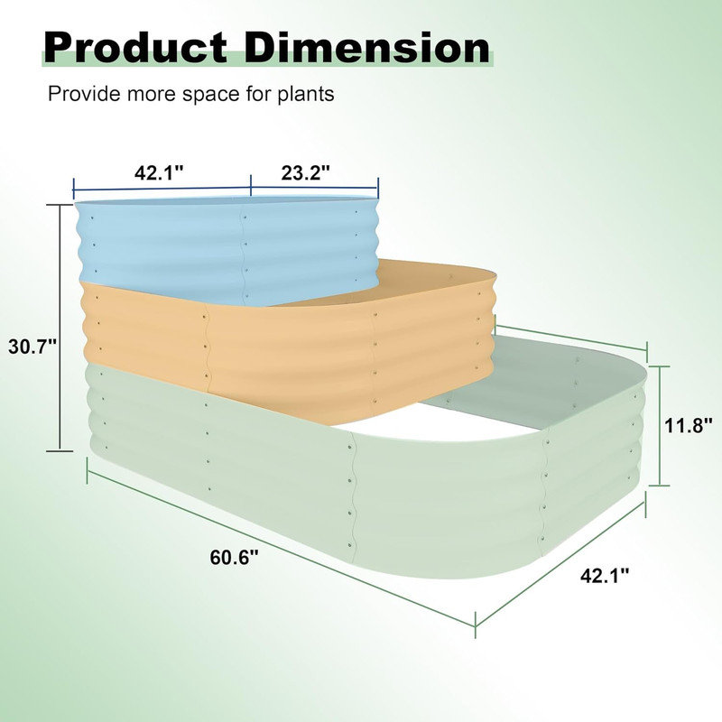 Metal Raised Garden Bed, Beige