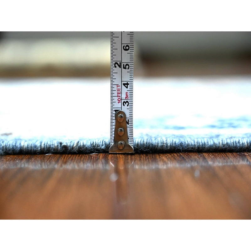 Tapis de couloir nouvel âge en laine 3 pi 2 po x 10 pi 1 po Askim Bleu