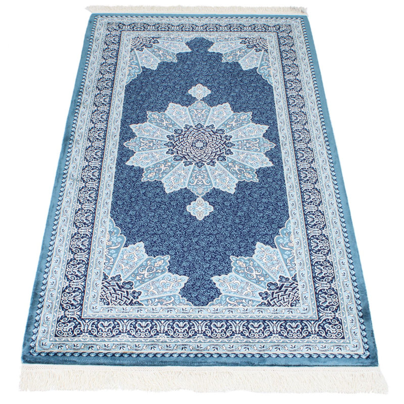 Tapis turc bleu marine et ivoire 3x5