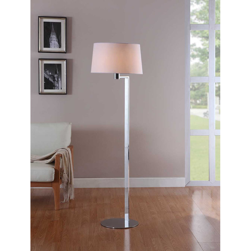 Modern Chrome 60-Inch Floor Lamp with Empire Shade