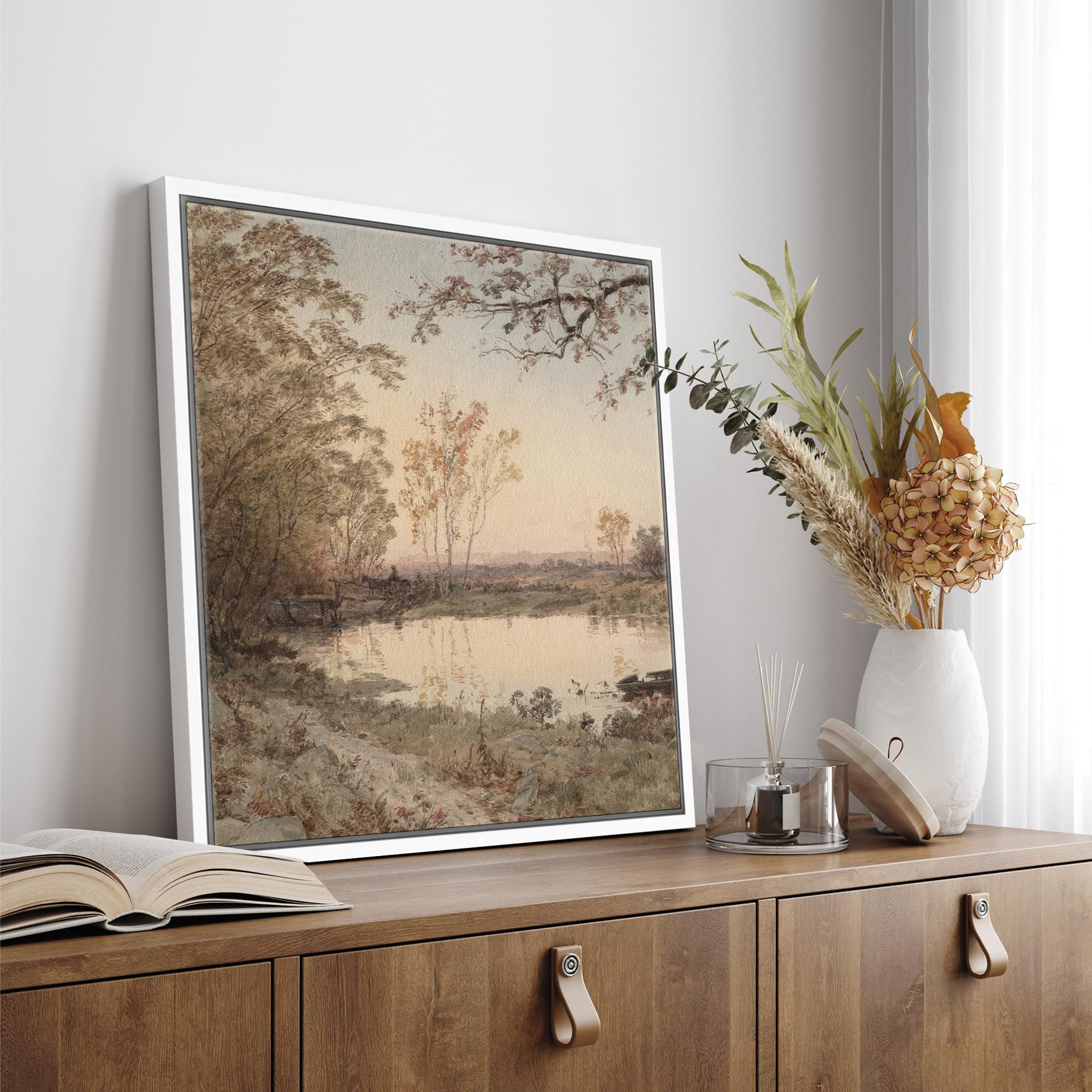 wall26 Autumn Riverside Peaceful Framed On Canvas Print | Wayfair