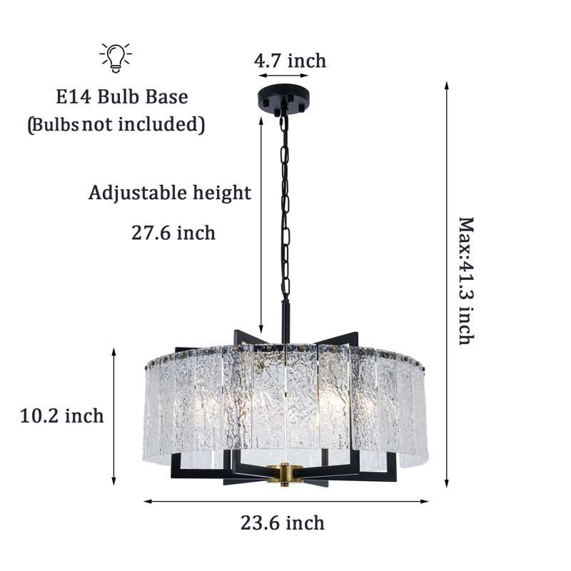 6-light Dimmable Drum Crystal Chandelier