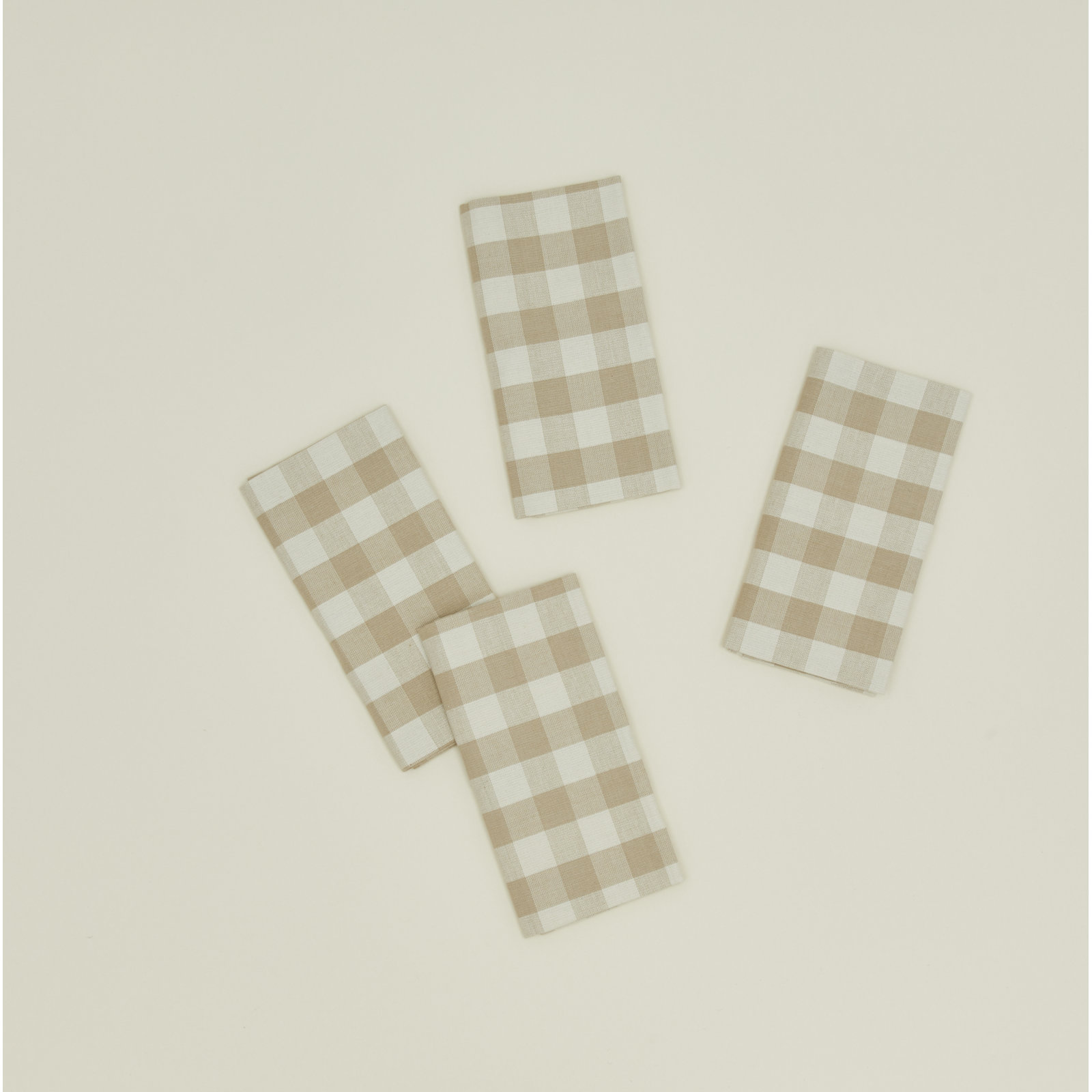 Essential 100% Cotton Gingham Napkin, Ivory/Flax