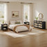 Ensemble de chambre à coucher 3 pièces avec rangement en rotin (commode 7 tiroirs + 2 tables de chevet)