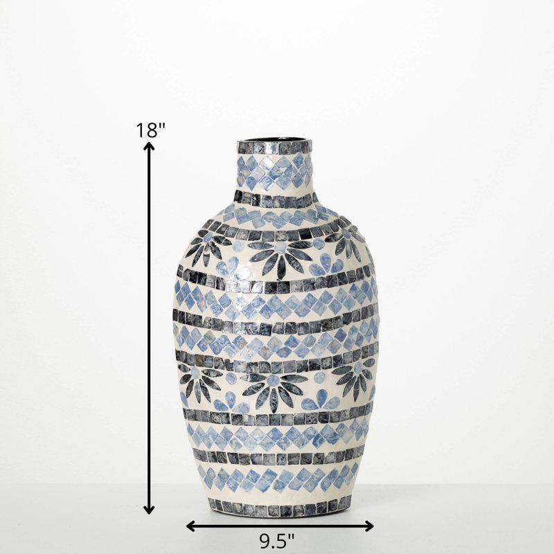 Rositza Capiz Table Vase, 18" H x 9.5" W x 6.7" D