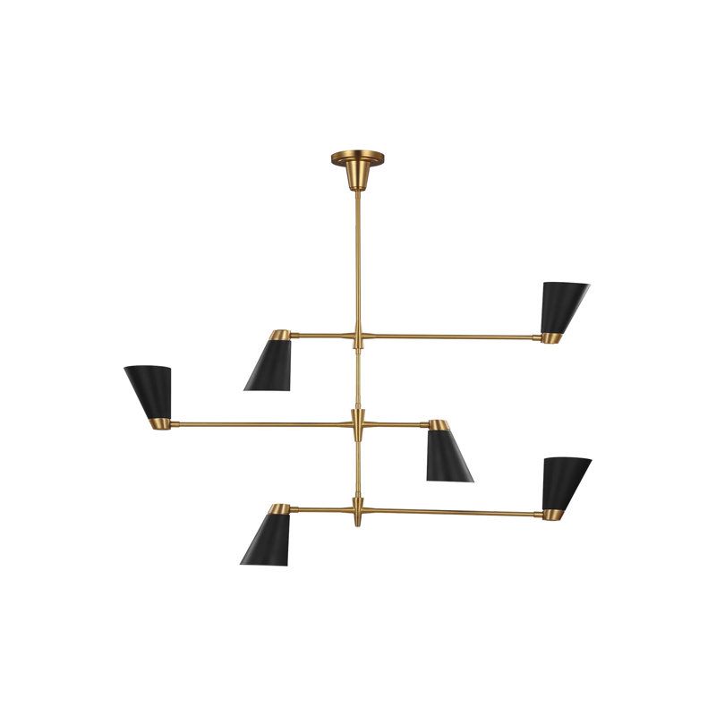 Lustre linéaire moderne et unique à 6 lumières Kilea par Thomas O'Brien