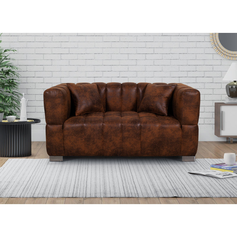 Torreys Microsuede Faux Leather Square Arm Sofa, 81cm H x 170cm W x 85cm D