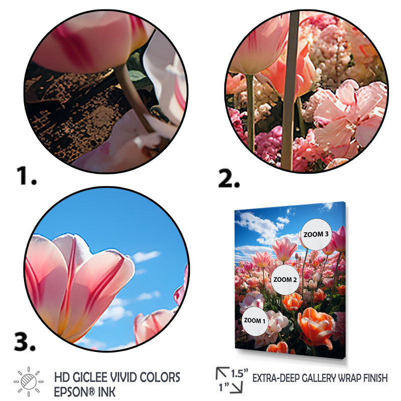 Tulipes «Fields of Color II», impressions murales florales, H 32 po x l 24 po x P 1 po, Toile tendue
