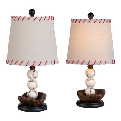 Ensemble de 2 lampes de table de baseball en résine 19,75 po