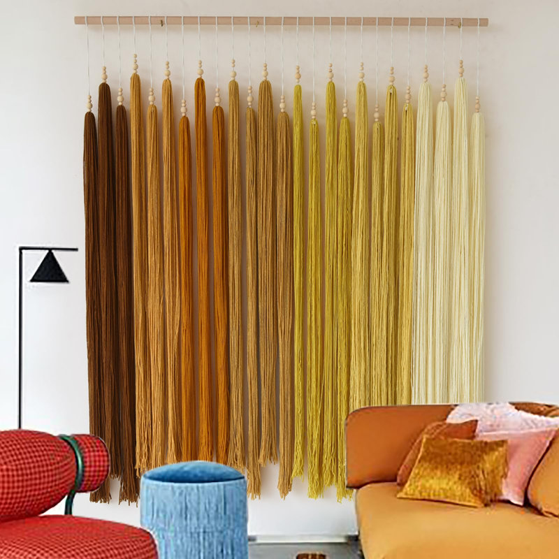Suspension en macramé, Yellow