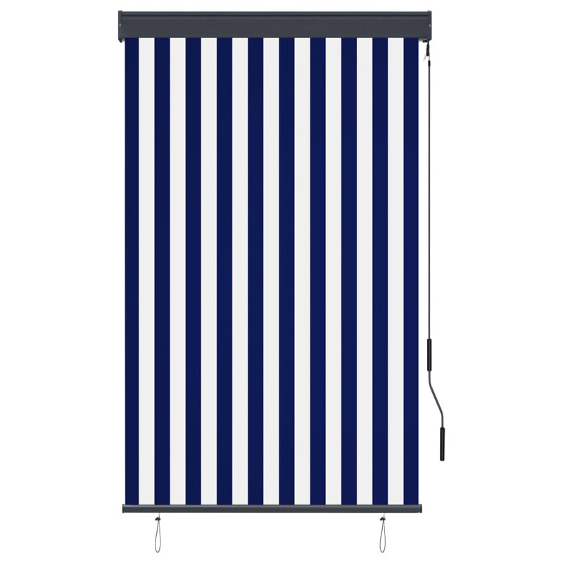 Outdoor Room Darkening Roll-Up Blind, 250 cm L x 100 cm W, Blue/White