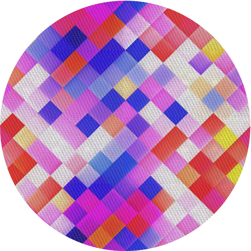 Tapis géométrique rose, Rond 7 pi