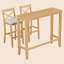 Ensemble de salle à manger 3 pièces à hauteur de bar rectangulaire en bois avec chaises rembourrées-2101640370
