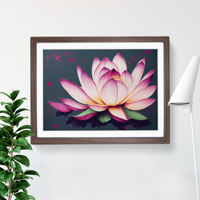 Lotus Flower Paint Splatter (1) - Single Picture Frame Print