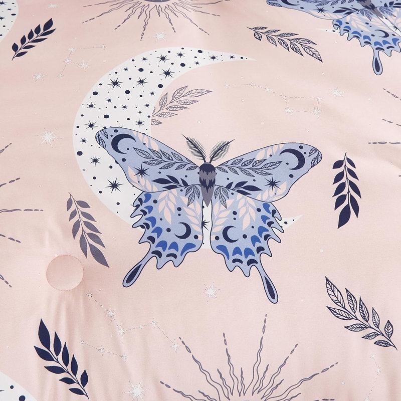 Ensemble d'édredon Mystical Butterfly pour enfants avec coussin décoratif, Lit simple