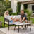 The Rope Armrest Lounge Conversation Sets With Ample Space Loveseat & Marble Tempered Glass Coffee Table(2 PCS)