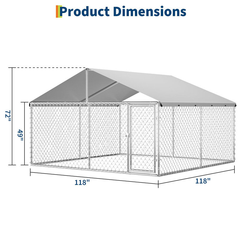 10x10x6 ft Heavy Duty Metal Dog Kennel – Walk-in Outdoor Run with Secure Lock, Waterproof Roof & Easy Assembly