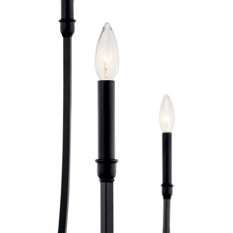 Lustre classique / traditionnel en acier à 8 lumières à intensité variable , Noir satiné