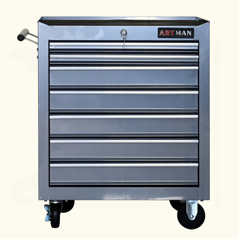 Chariot à outils multifonctionnel à 7 tiroirs avec roulettes - solution de rangement durable, verrouillable et mobile pour les ateliers