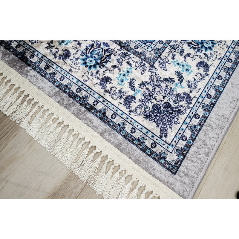 Tapis gris de style sud-ouest Leopold, Rectangle 5 pi 2 po x 7 pi 5 po