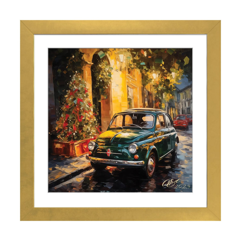 Palermo Nocturne - reproduction d'art murale - papier d'art encadré, H 16 po x l 16 po, Doré