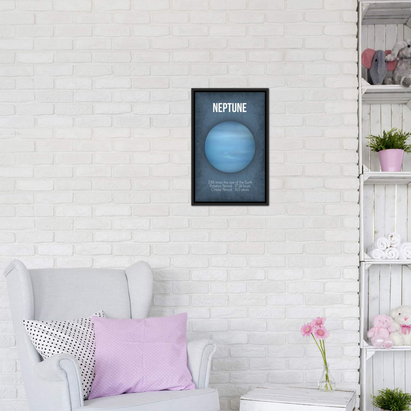 Décoration murale Neptune Kids, H 26 po x l 18 po x 1,5 po, Toile encadrée noir délavé
