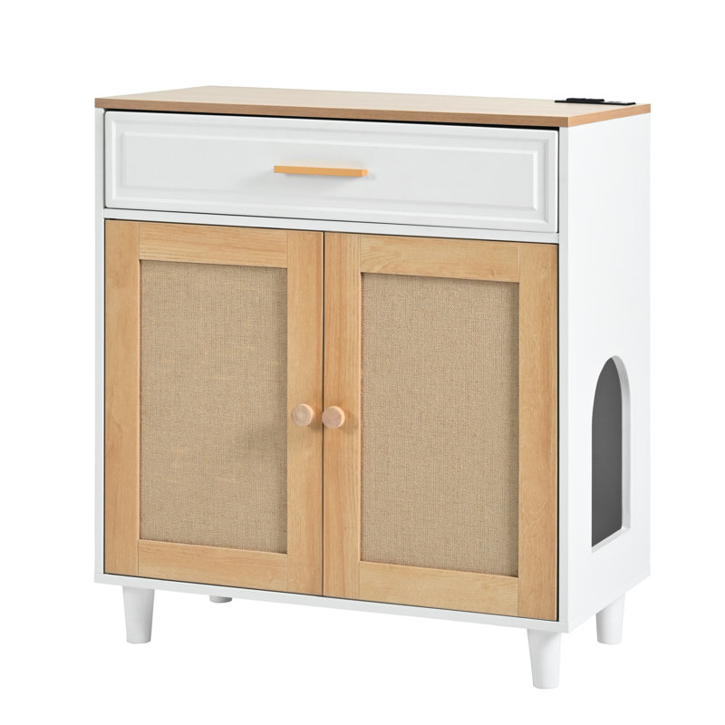 Litière beige et blanche avec matériaux de qualité pour animaux de compagnie - 31 compartiments de rangement