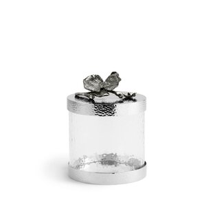 Home Basics Fleur De Lis Clear Glass Food Saver Storage Cookie Jar Canister  Container with Ceramic