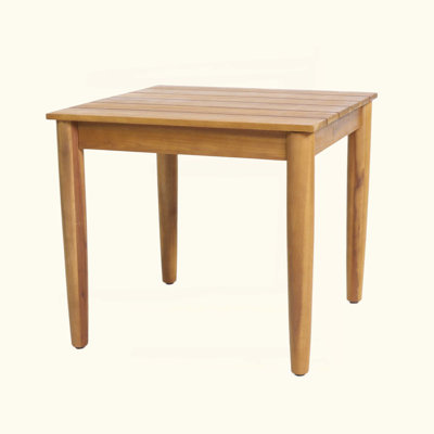 Rustic Acacia Wood Side Table With Slat Design For Outdoor And Indoor Use, Durable And Stylish