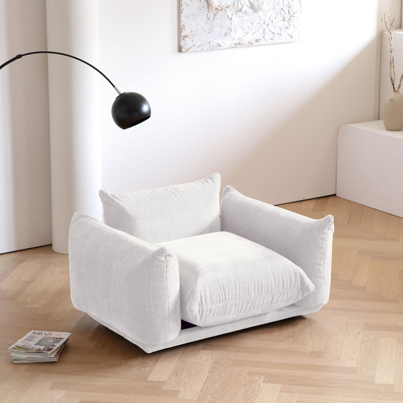 Cath Kofi Modern Chenille Fabric Upholstery Single Armchair Broxton, White Chenille