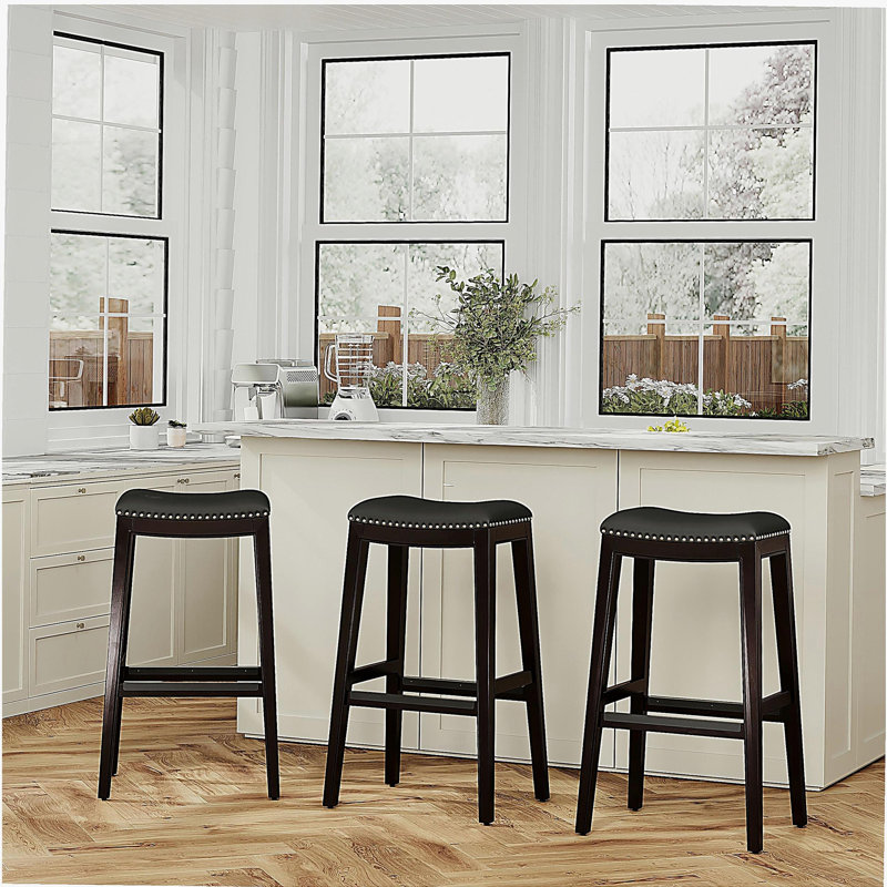 30-inch cherry red bar stool, bone-colored seat, Bar Stool (32.16" Seat Height), Cherry, Beige