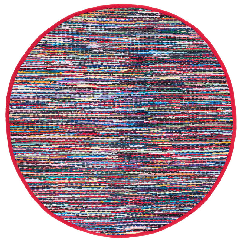 Samaniego Rug Hand Woven Cotton Abstract Rug, Round 6'