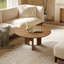 Table basse 31,5 pouces ronde en placage de bois de frêne rustique pour petit salon