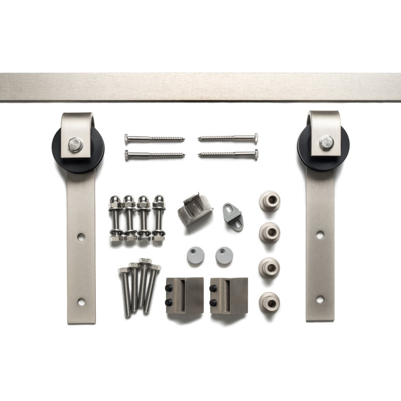 Système de rail de porte de grange, 72 po, Nickel satiné