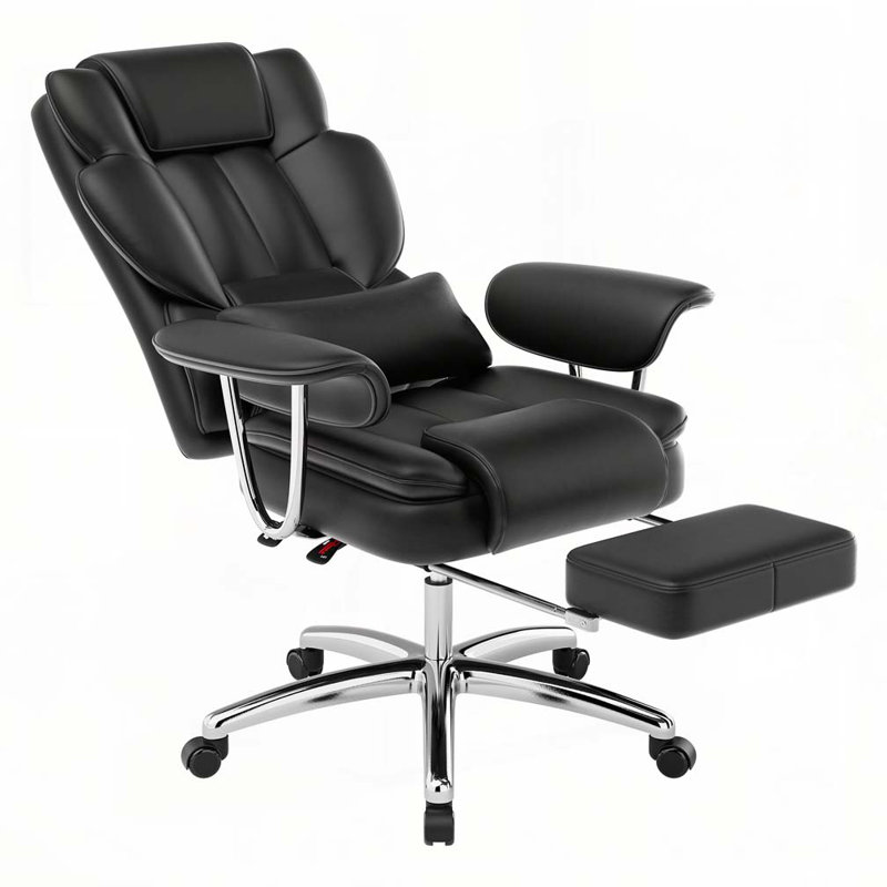 Fauteuil de direction avec repose-pieds, Noir