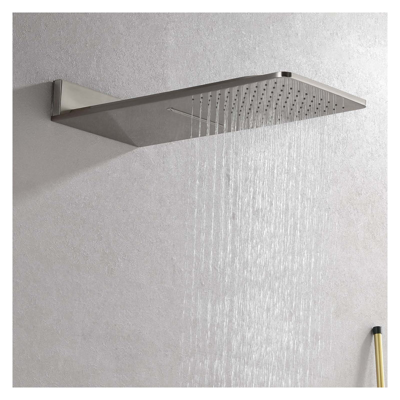 Système de douche à pluie en nickel brossé avec 3 jets de corps et douche à main, fabrication en laiton