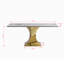 Table de salle à manger rectangulaire de 71 po pour 6 à 8 personnes, table de cuisine moderne avec base de sablier plaquée or élégante, grande table de salle à manger (blanc et doré) - (table unique)-1077423239