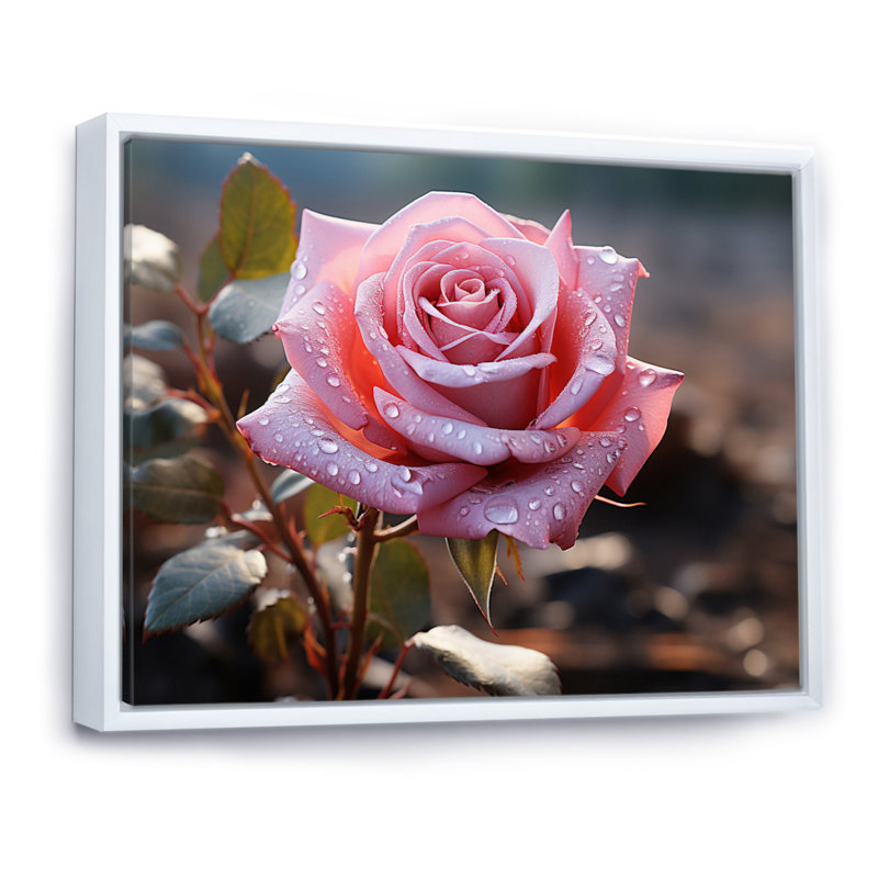 " Flowers Serenity In Pink ", H 30 po x l 40 po x P 1,5 po, Cadre flottant blanc