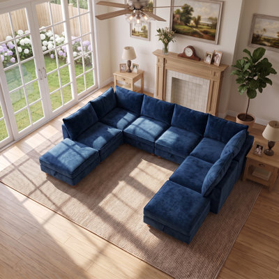 Modular Convertible Sleeper Sectional Sofa with Under-Seat Storage, Flexible Combination, 330 lbs Weight Capacity for Living Room