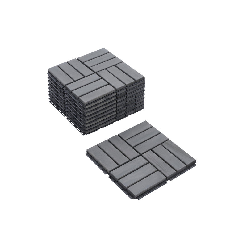 30 carreaux de terrasse à emboîtement, Gris clair, 30