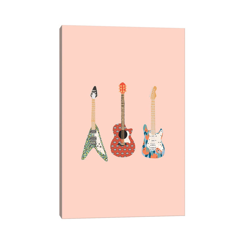 Guitars by The Beau Studio - Wrapped Canvas Painting, 30.48cm H x 20.32cm W x 1.905cm D