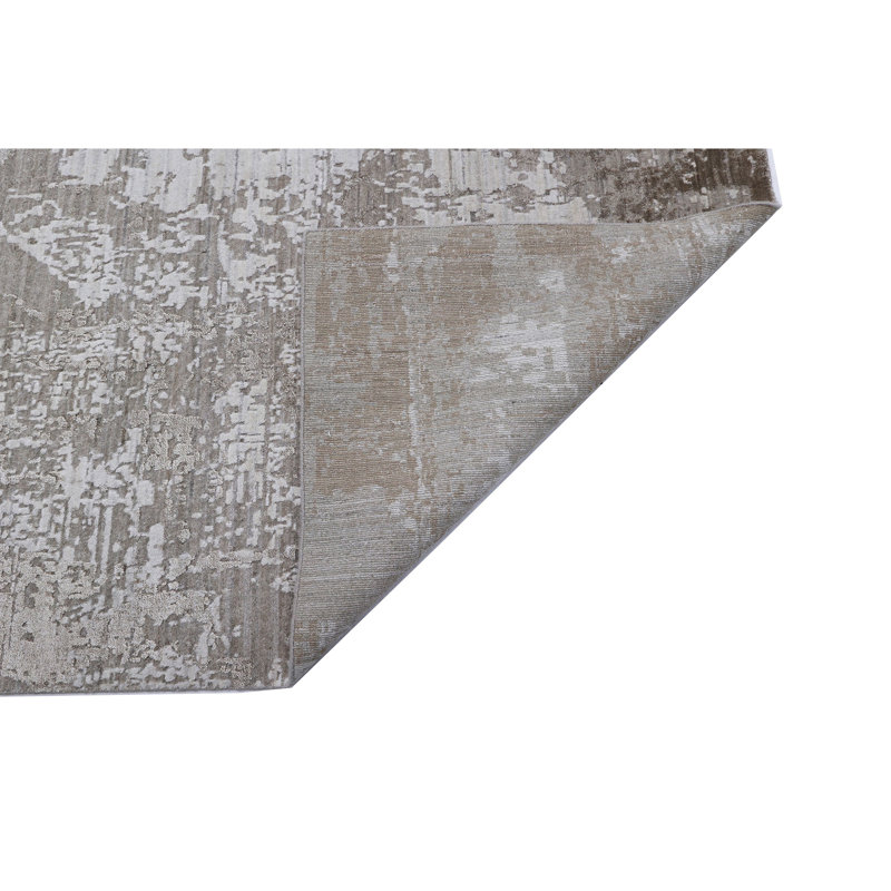 Tapis gris noué à la main, Rectangle 6 pi x 9 pi