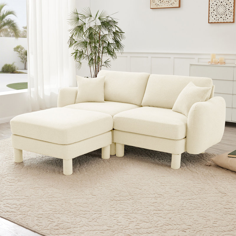 Canapé-lit modulaire à 2 places avec accoudoirs Boucle, Beige