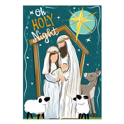 Oh Holy Night Burlap House Flag