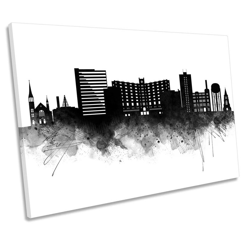Fargo Abstract City Skyline - Wrapped Canvas Print, 30.5cm H x 45.7cm W x 2cm D