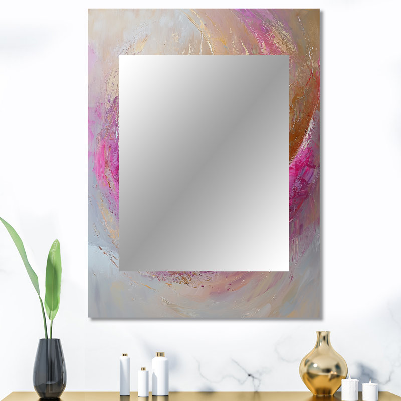 Abstract Lavender Tranquility Balance II - Modern Wall Mirror, Gold Decorative Mirror, Printed Metal Art, 40" x 30"