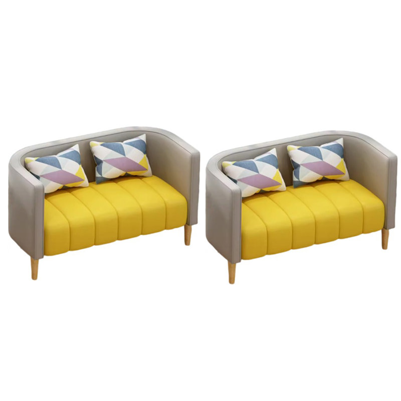 Banc rembourré en similicuir, Grey/Yellow