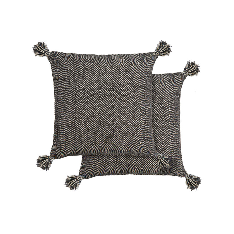 Meurer Geometric Square Cushion, Black