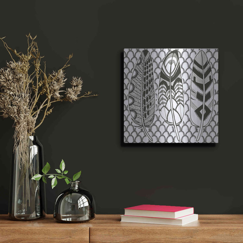 «Geo Feathers III Zentangle» par Sara Zieve Miller, H 12 po x l 12 po